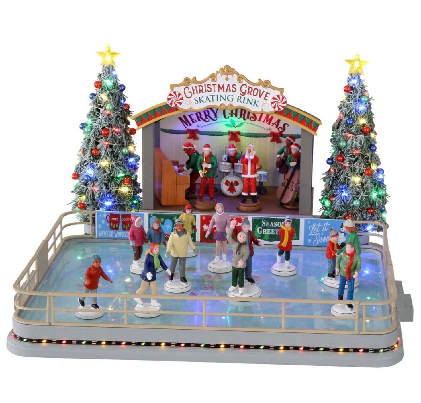 Lemax Christmas Grove Skating Rink #14870 Animation Lights & Sound Brand New