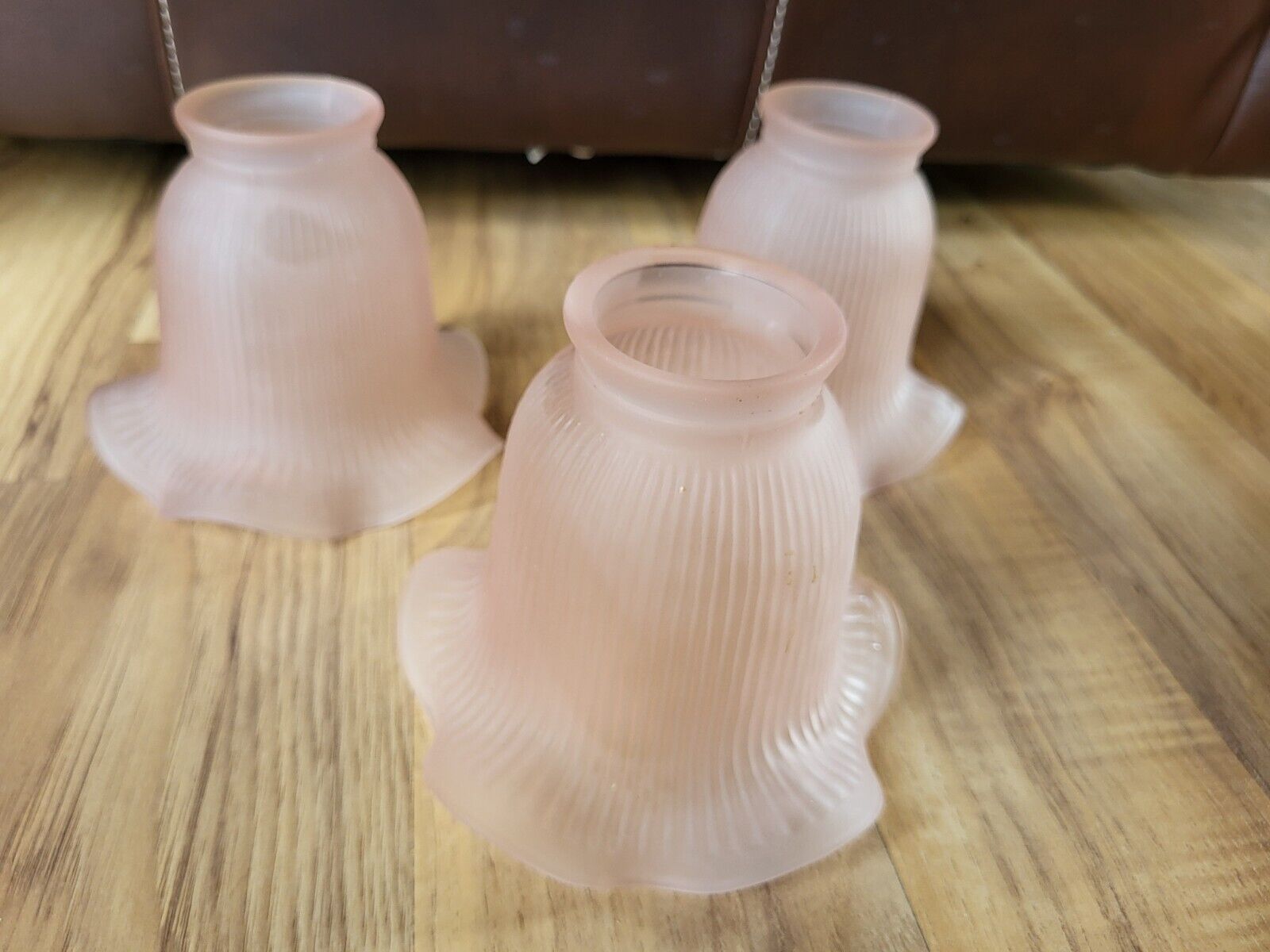 Set Of 3 Vintage Glass Pink Ceiling Fan Shade