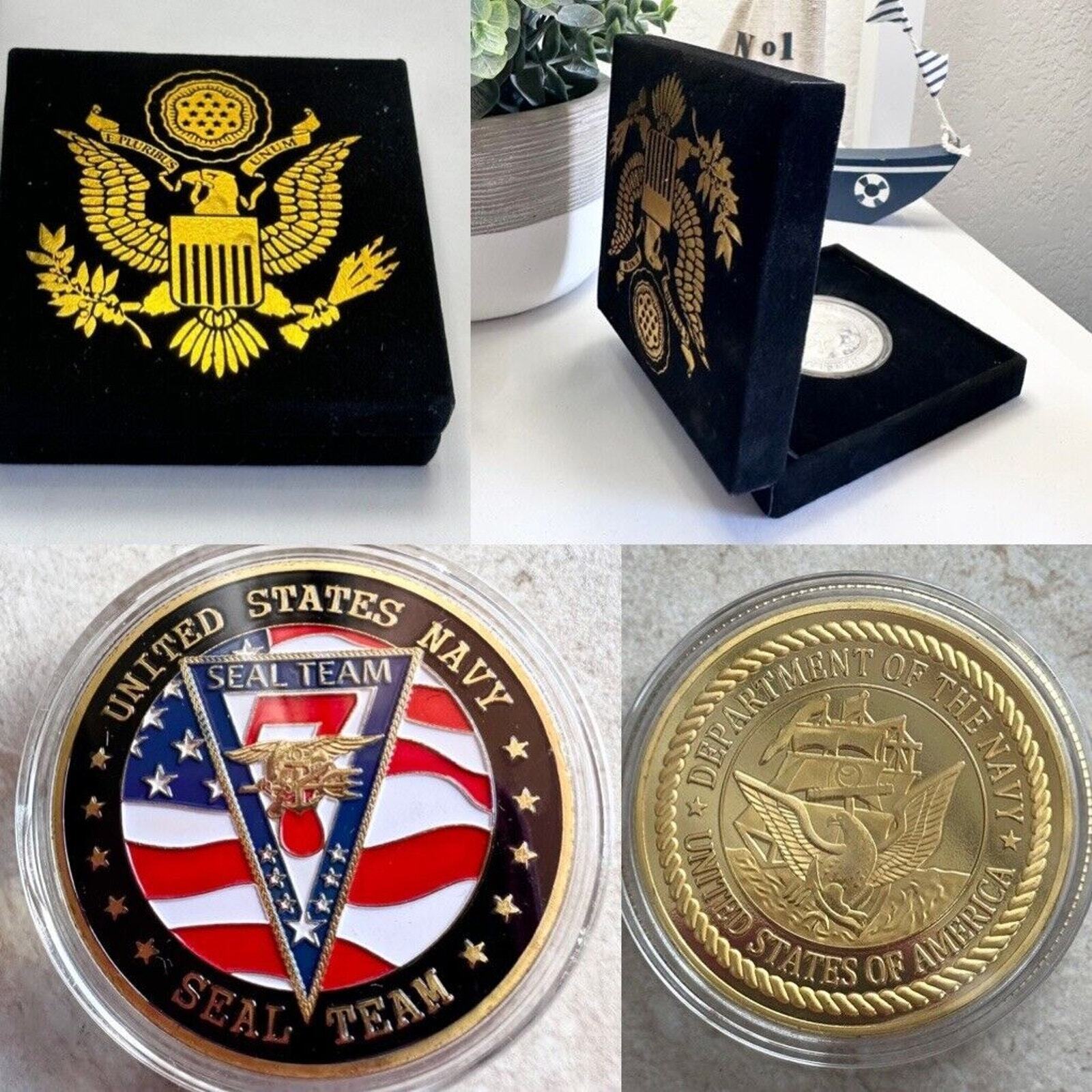US NAVY USN SEAL TEAM SEVEN Challenge Coin with velvet Presentation case