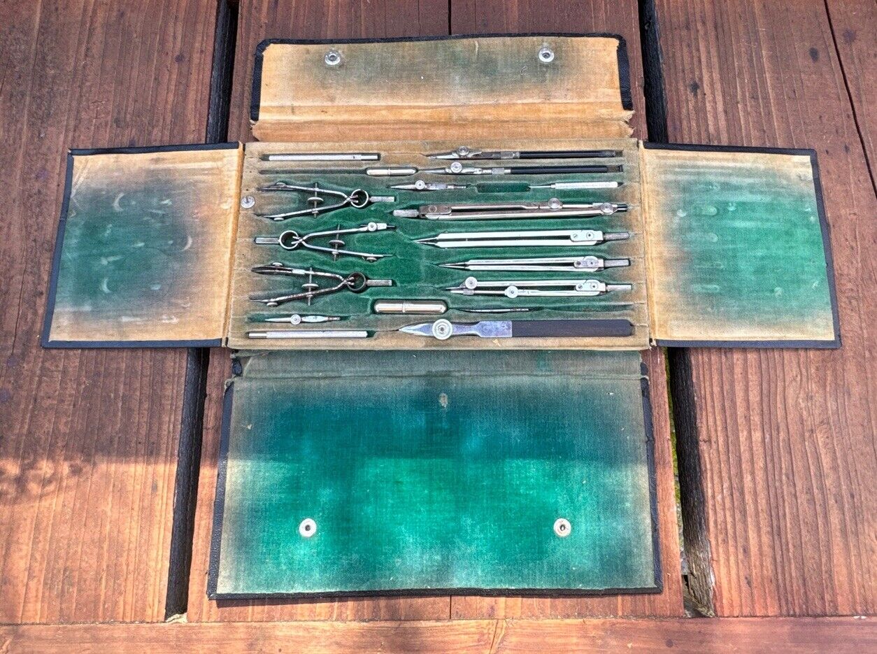 Vintage Friedmann German Drafting/Engineering Tool Set With Fitted Case No 114