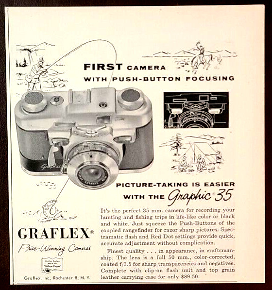 Graflex 35mm Camera Original 1955 Vintage Print Ad