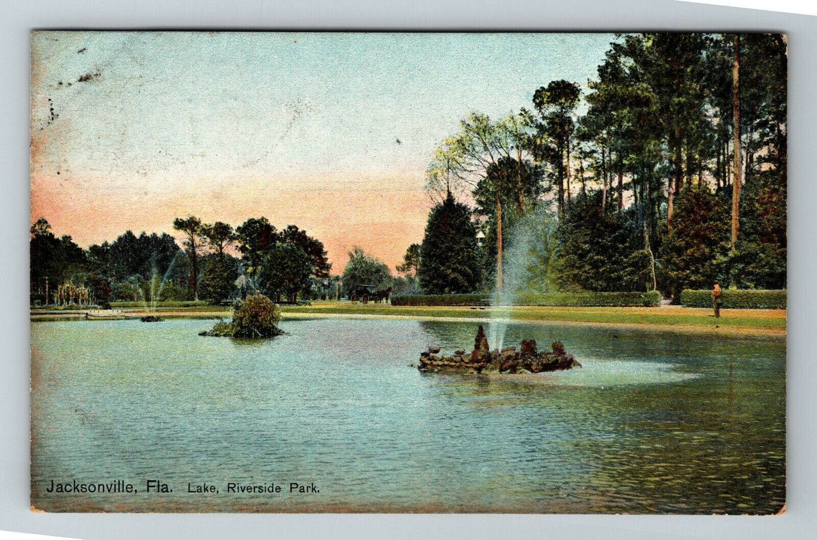 Jacksonville FL-Florida, Lake Riverside Park Scenic Water View Vintage Postcard