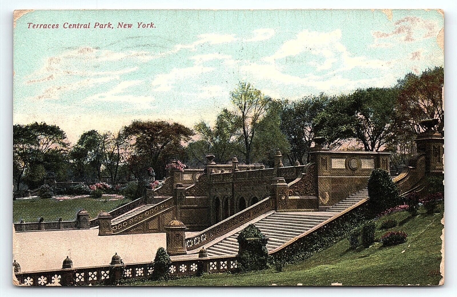 1909 NEW YORK NY TERRACES AT CENTRAL PARK SOUVENIR EARLY POSTCARD P4543