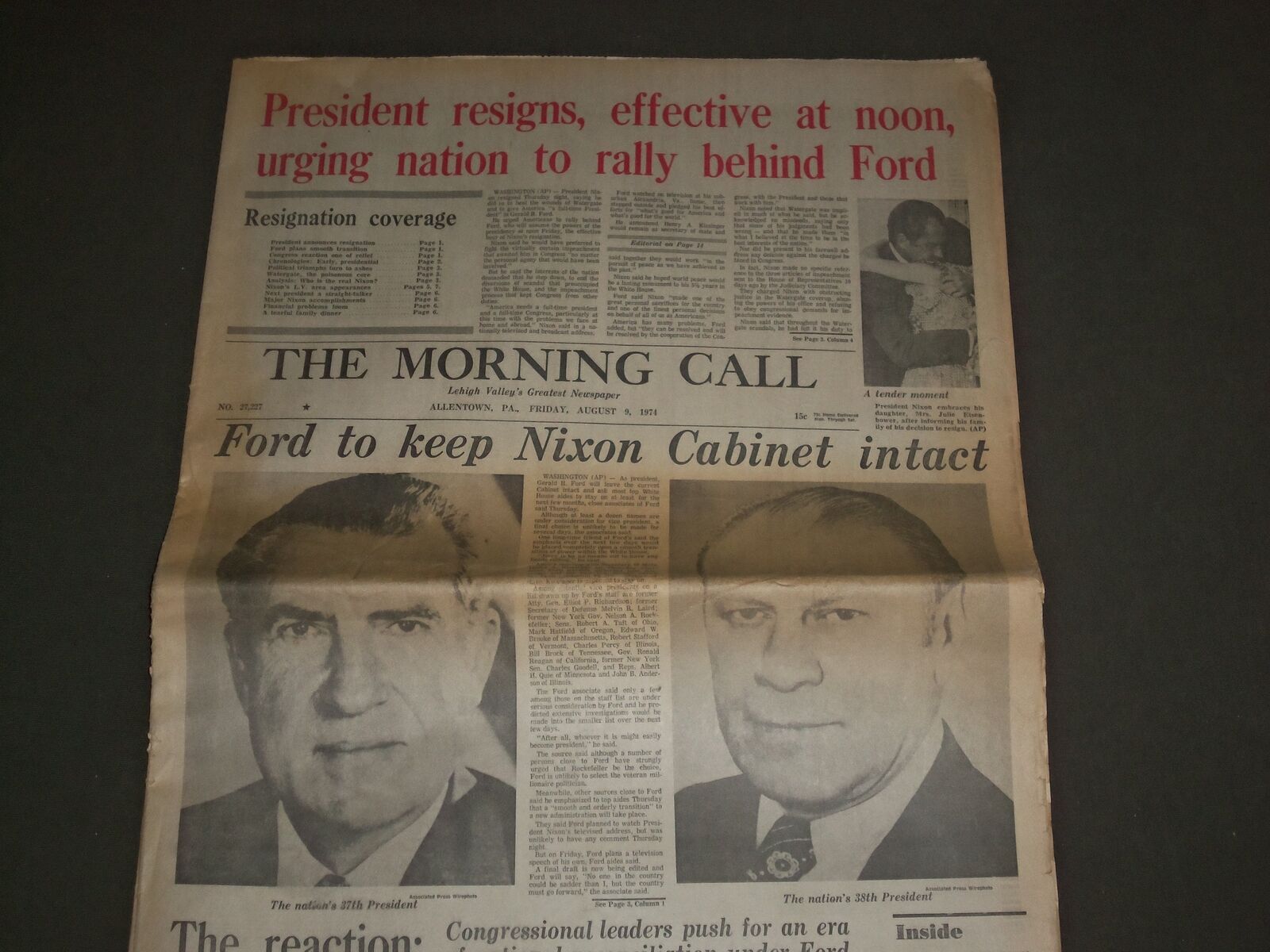1974 AUG 9 LEHIGH VALLEY THE MORNING CALL - FORD TO KEEP NIXON CABINET- NP 2963