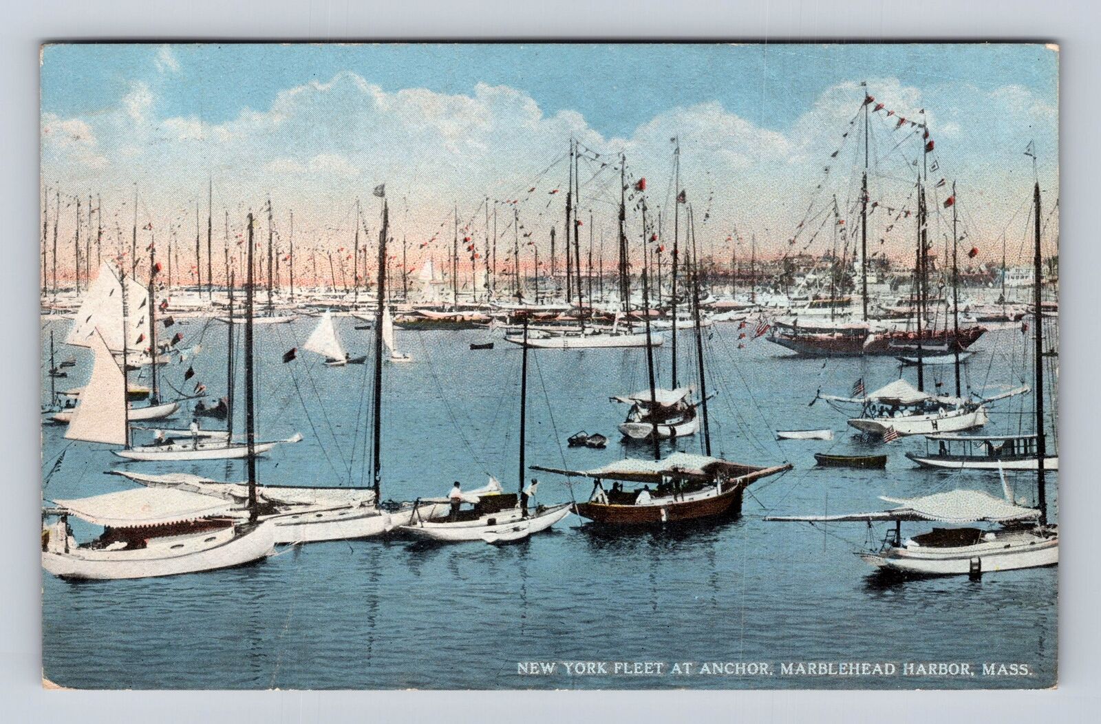Marblehead Harbor MA-Massachusetts, New York Fleet Anchor Vintage c1914 Postcard