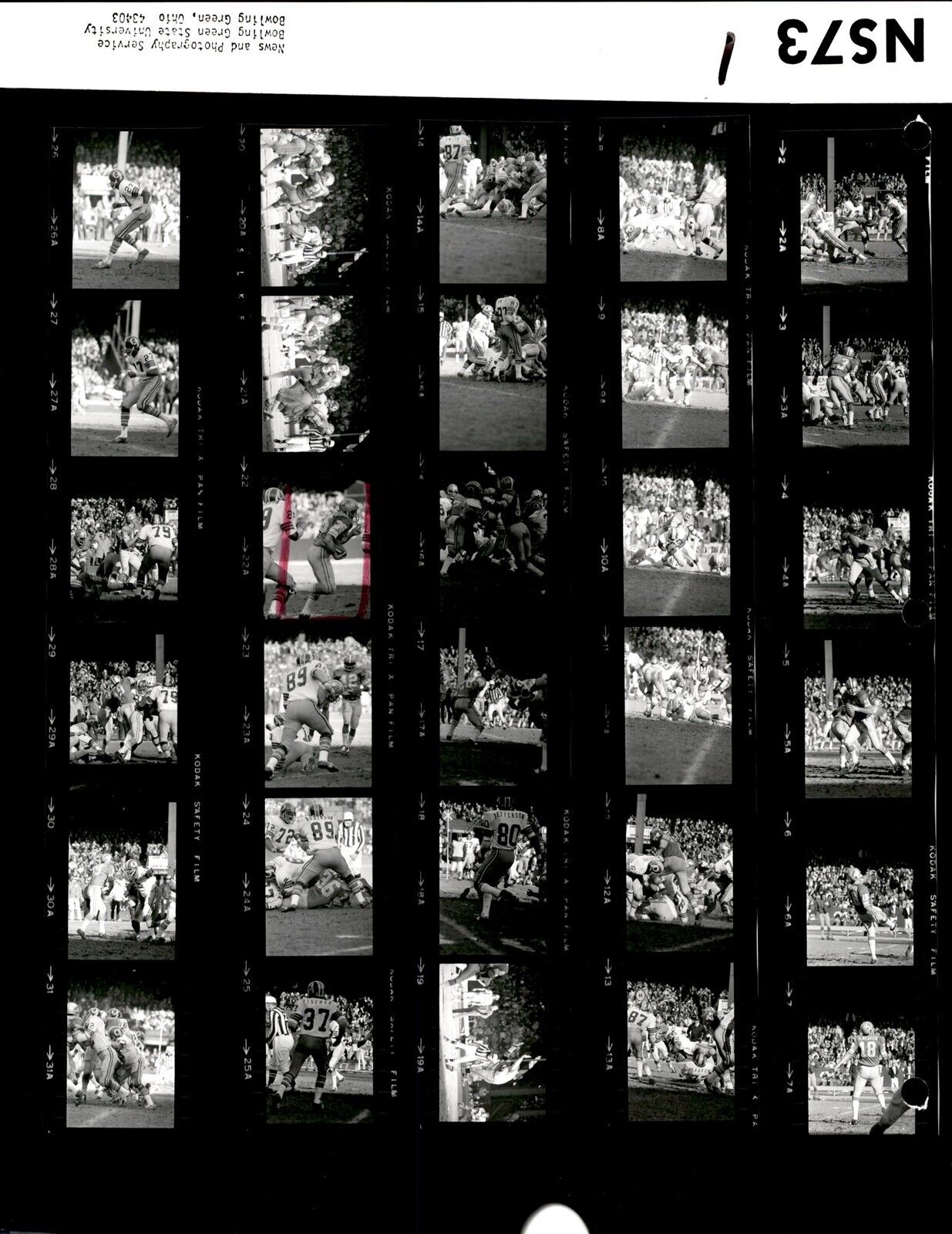 LD342 1973 Original Contact Sheet Photo WASHINGTON REDSKINS vs DETROIT LIONS