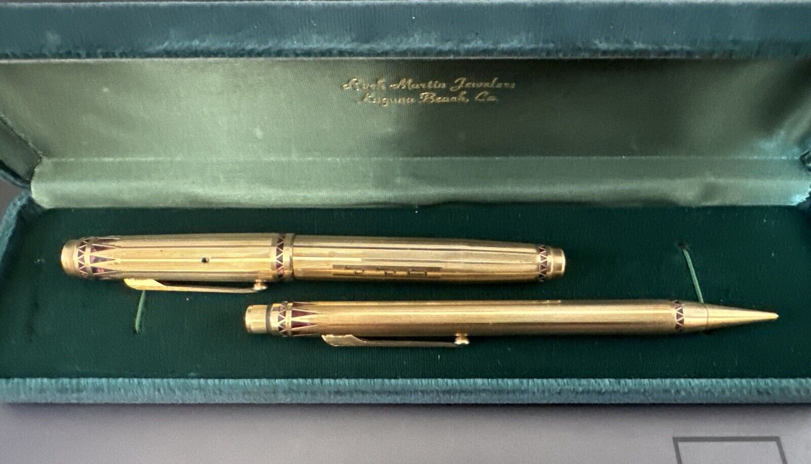 Wahl Eversharp Vintage Coronet Art Deco Gold Fountain Pen and Pencil AS IS USA