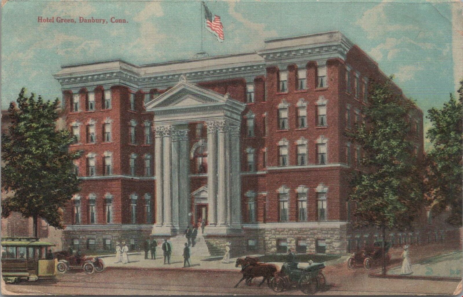 Postcard Hotel Green Danbury CT 1911