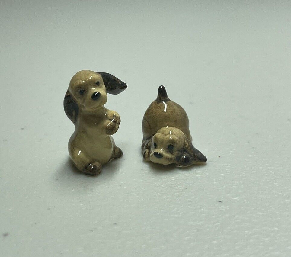 VINTAGE Miniature Bone China Dog (Cocker Spaniel) Figurines Set of Two