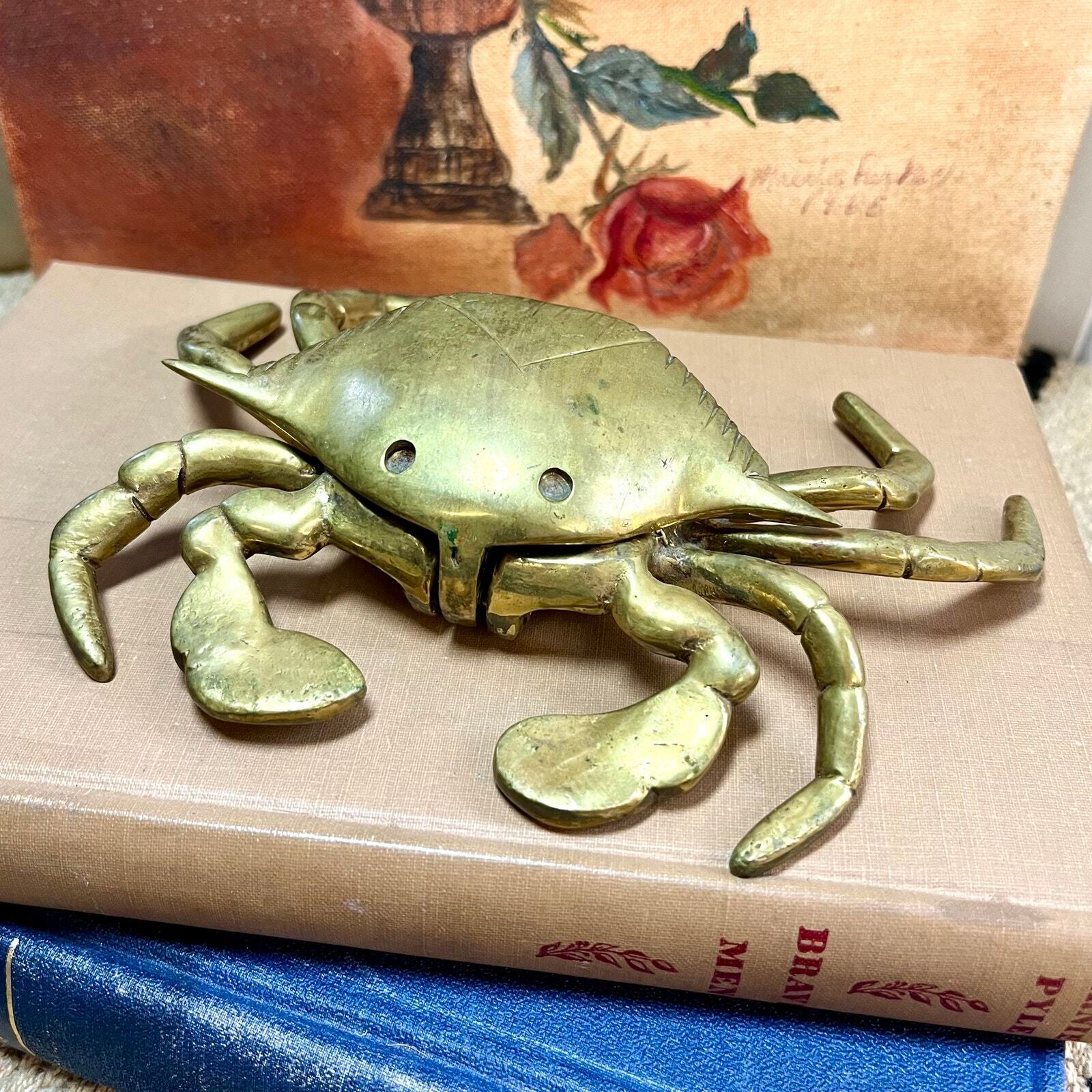 Vintage Brass Crab Ashtray or Trinket Box