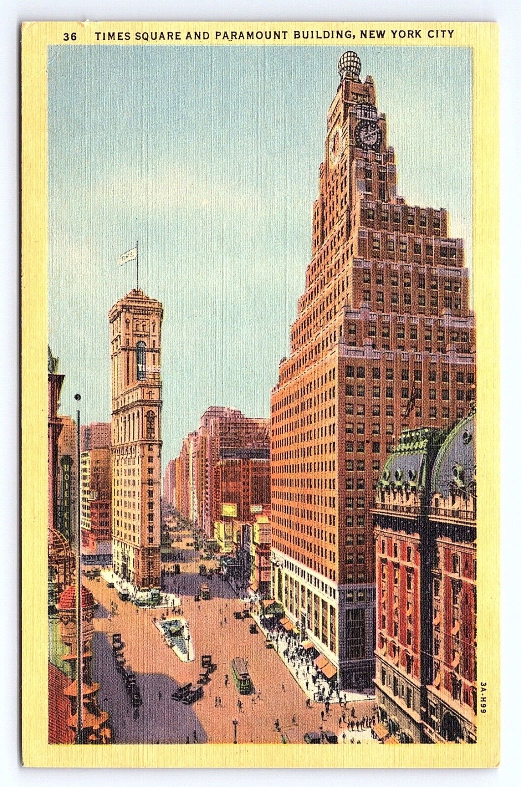 Postcard Times Square & Paramount Building New York City NY Vertical View