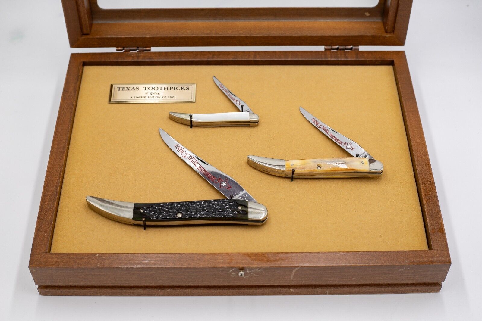 Rare Case XX 1984 Texas Toothpicks Set - 3pc Knife Set w/ Display - 1 of 2500