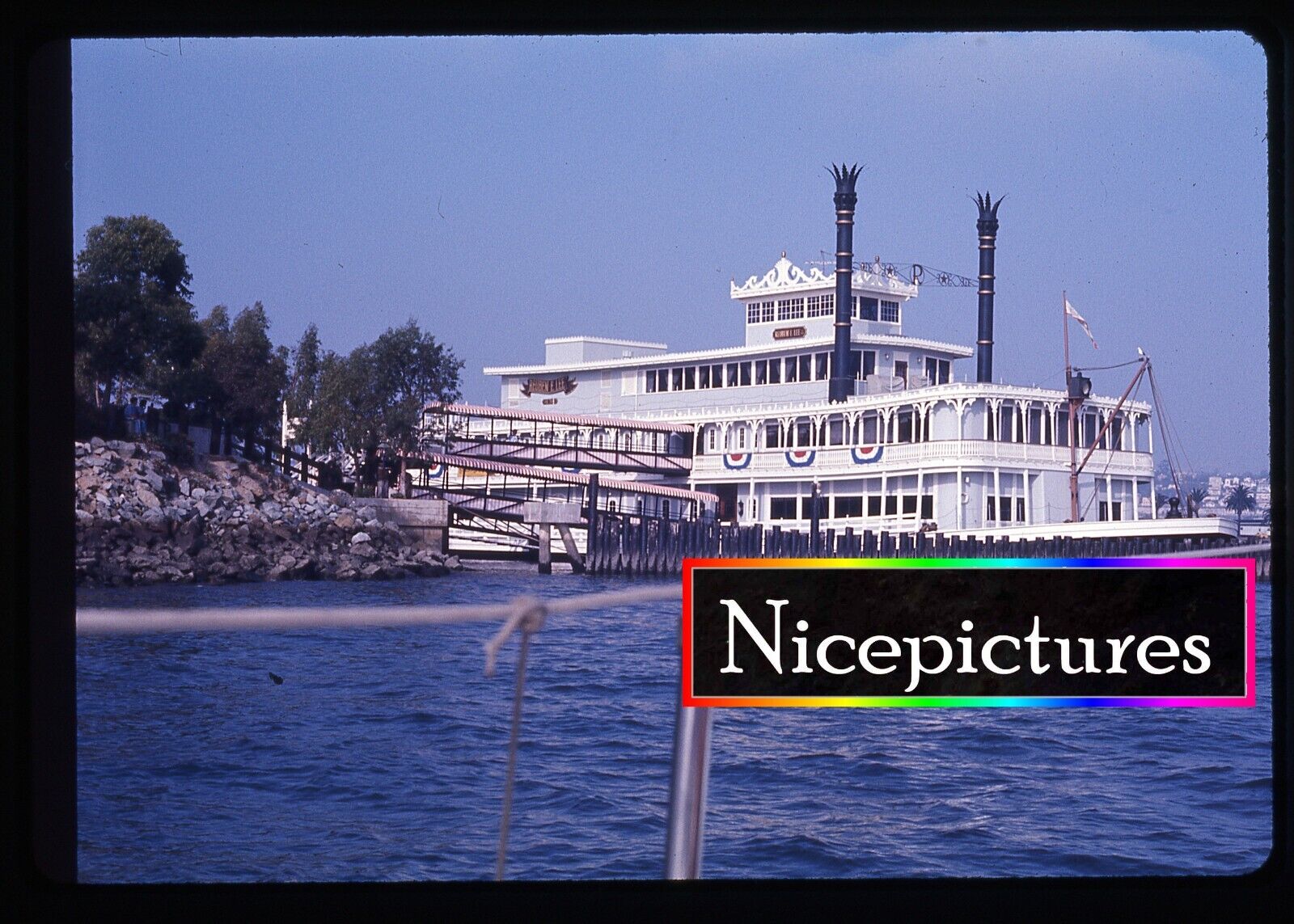 Rueben E Lee riverboat restaurant San Diego California  circa 1960s orig. slide