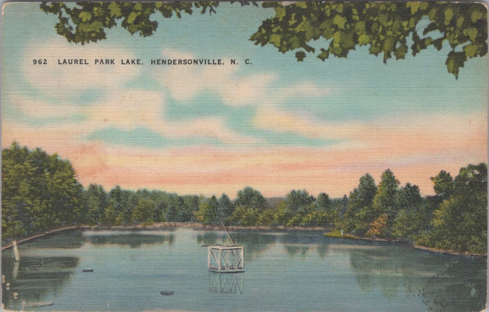 Laurel Park Lake, Hendersonville, North Carolina Postcard