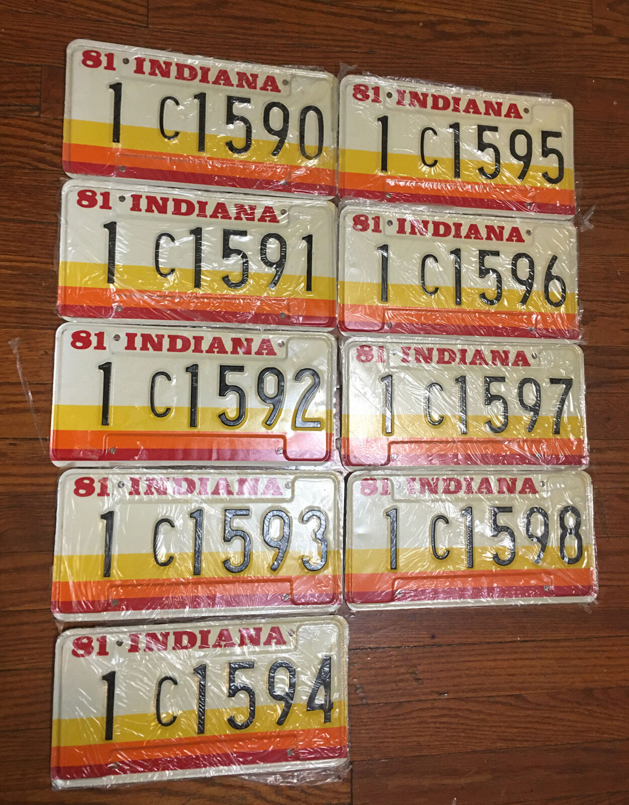 Vintage Indiana License Plate Lot Of 9
