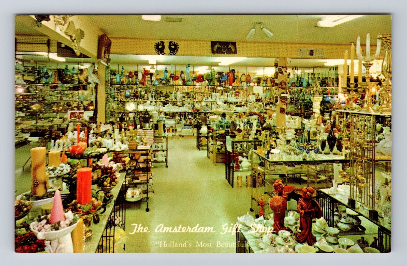 Holland MI-Michigan, Amsterdam Gift & Curio Shop, Advertising Vintage Postcard