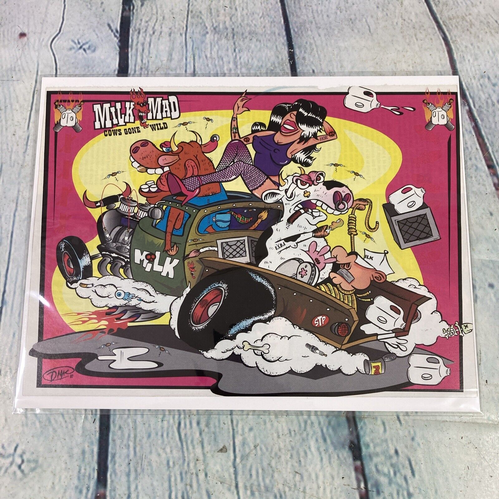 2007 Print Ad/Poster Hot Rod Car Milk Mad Cows Gone Wild Cartoon Art Man Cave