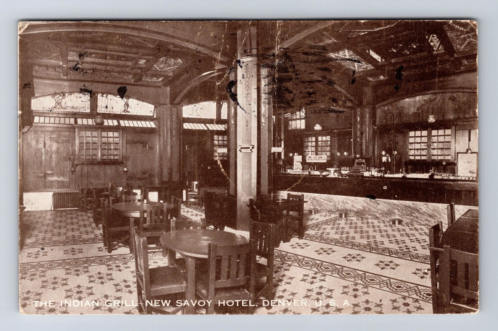 Denver CO-Colorado, The Indian Grill, New Savoy Hotel, Vintage c1913 Postcard