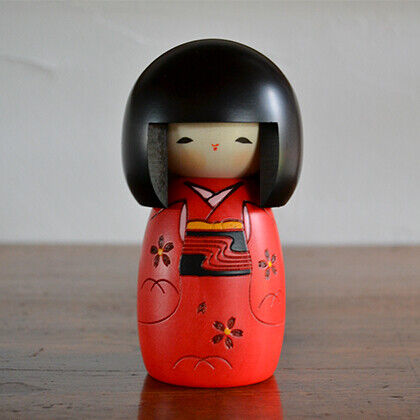 Usaburo Kokeshi Doll Young Child red Kimono Okappa Japan Handmade Wooden NEW