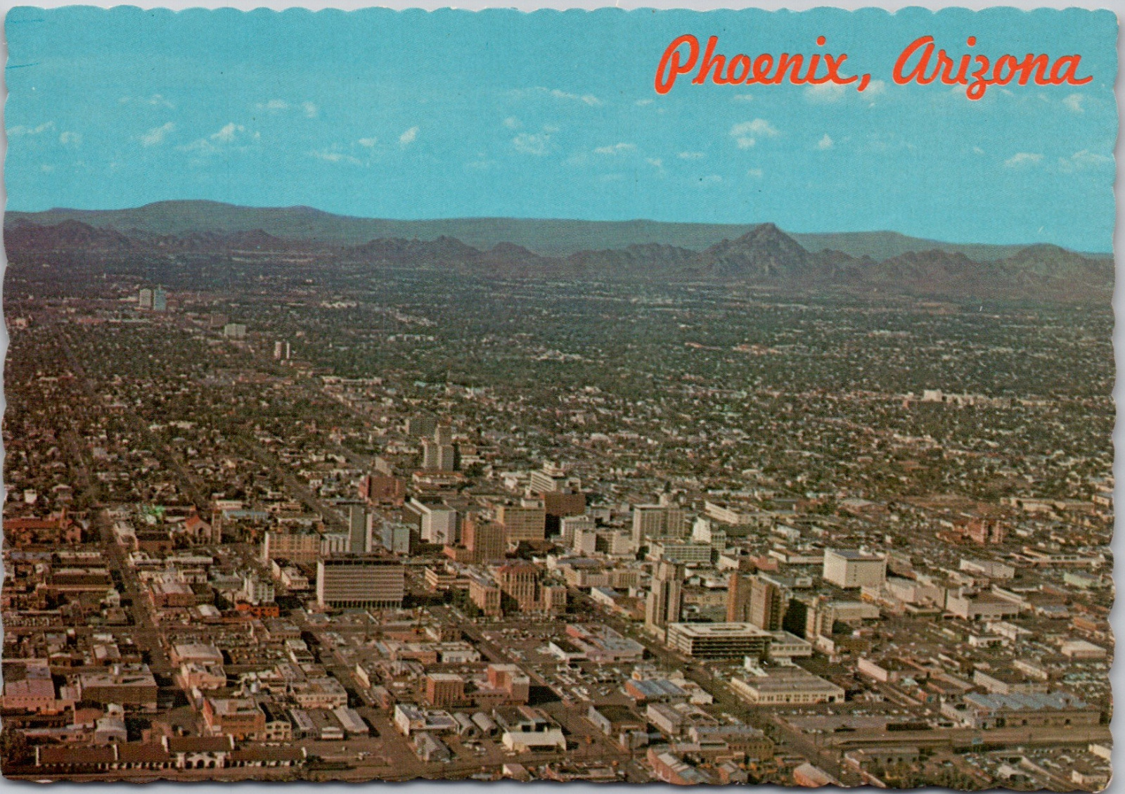 Phoenix Arizona Capital City Aerial View 1970 Desert Metropolis Vintage Postcard