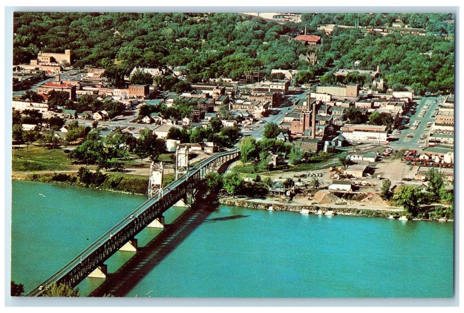 c1950\'s Aerial View Of Famous Yankton Bridge Lake Yankton South Dakota Postcard