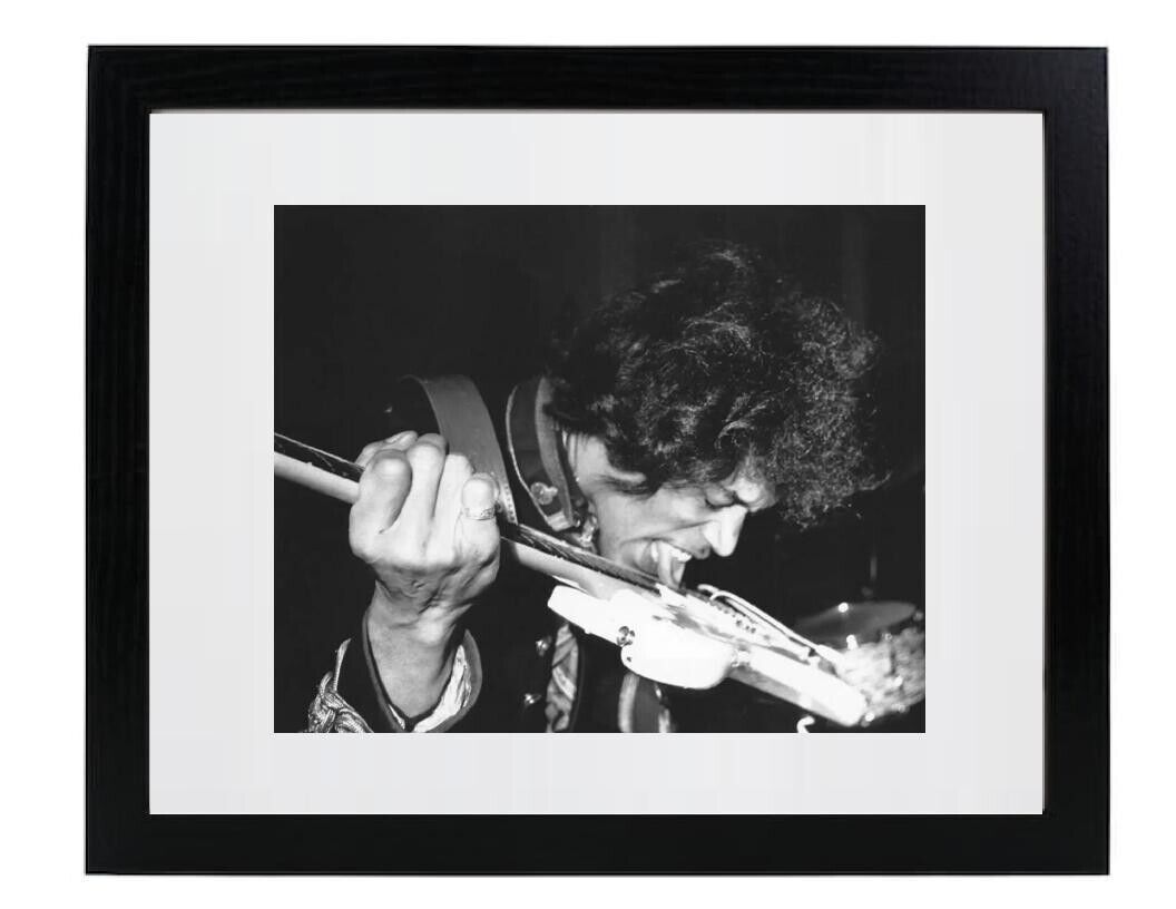 Rock Musician Jimi Hendrix Plays Guitar w Tongue Matted & Framed Picture Photo