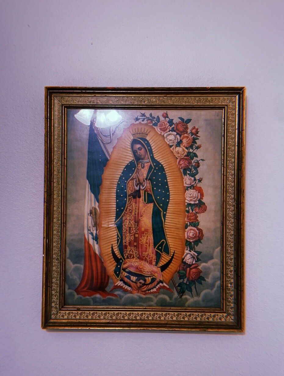1960s Our Lady of Guadalupe Mexican Lithograph in Cavalli & Poli Italian Frame