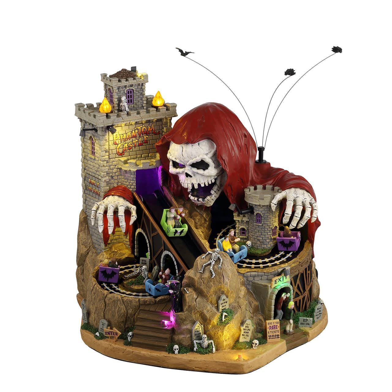 Lemax Spooky Town Halloween Village Phantom Castle with Scary Skeleton 45216
