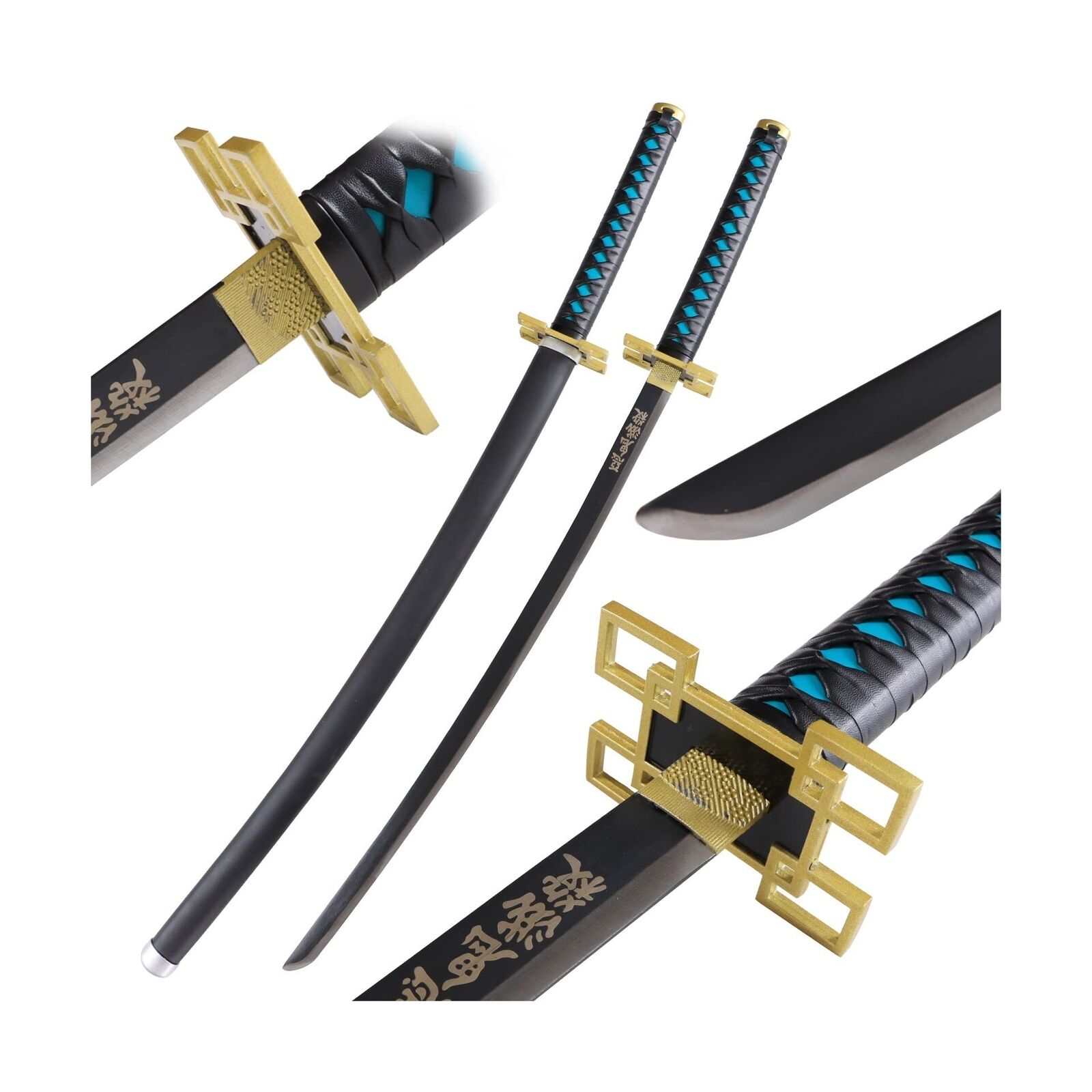 Demon Slayer Sword Real Metal,40.5-Inches Katana,Carbon Steel Samurai Sword C...