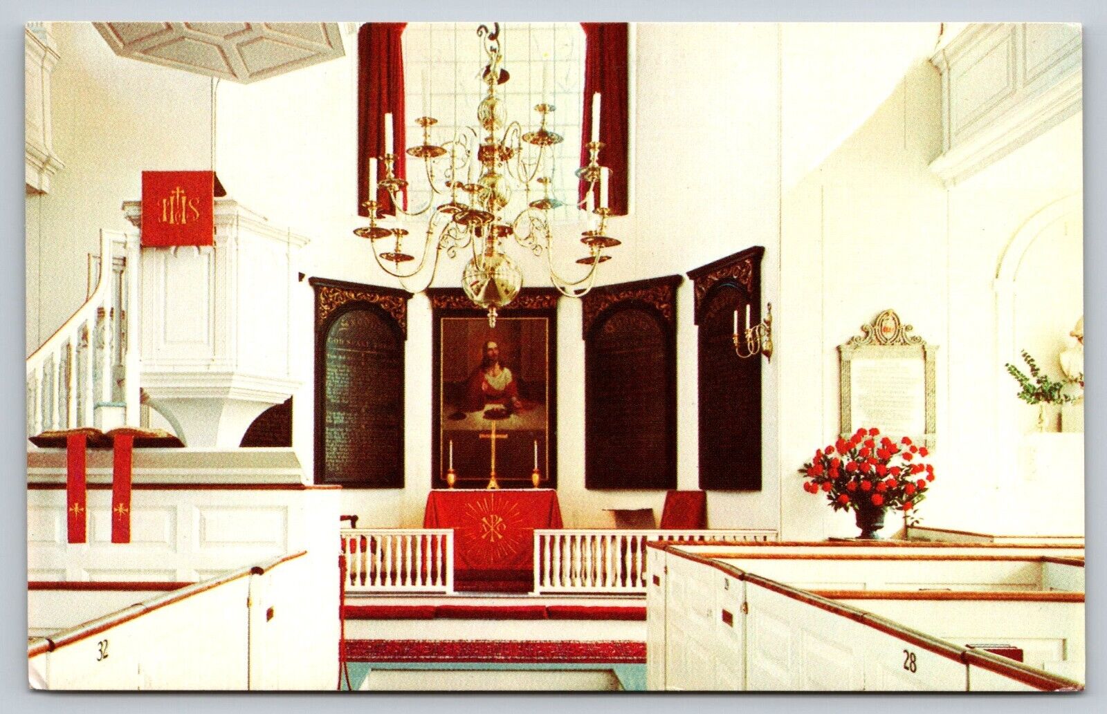 Postcard Interior Of Old North Church of Paul Revere Fame Boston Mass  [gc]