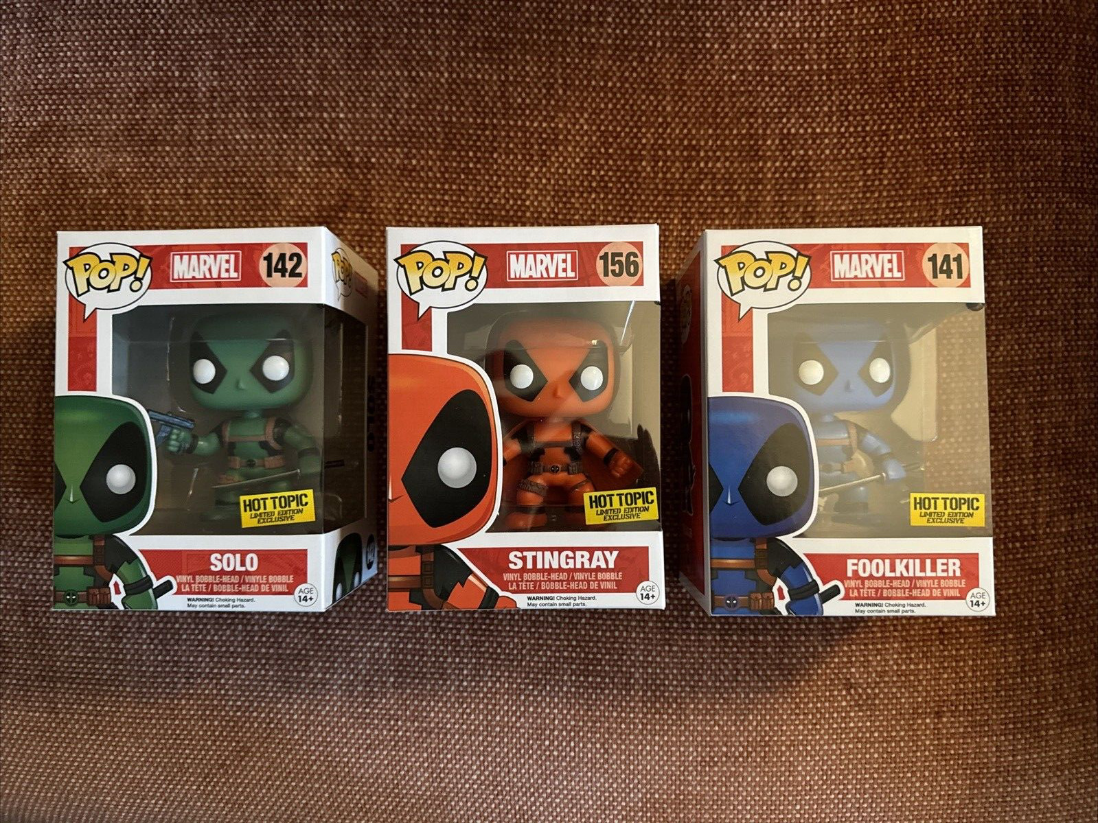 Deadpool Funko Pop Lot Of 3 - Solo, Stingray, Foolkiller Hot Topic Excl.
