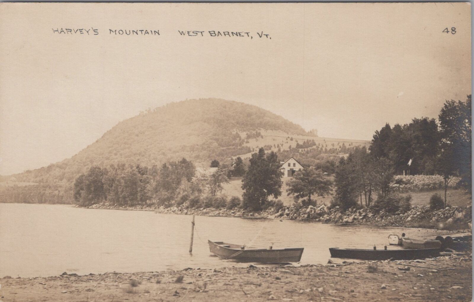 Harvey's Mountain West Barnet Vermont Boats Waterfront c1920s RPPC Postcard
