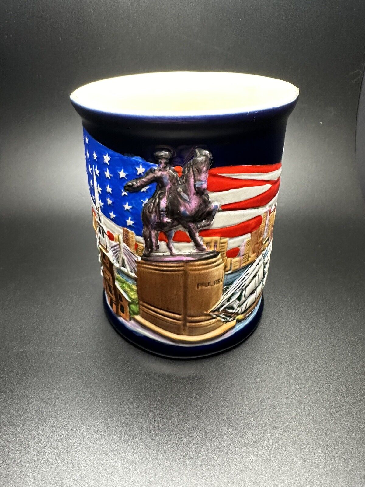 City Of Boston Paul Revere American Flag Painted Mug