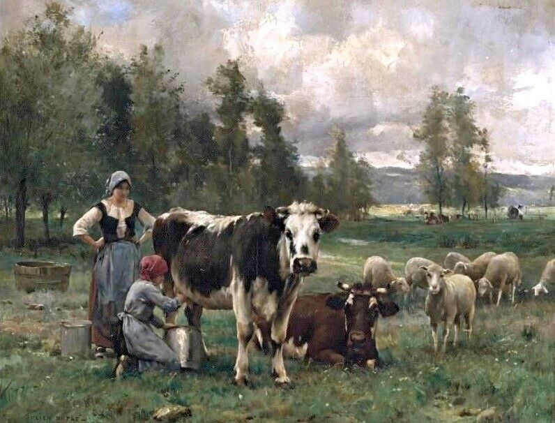 Art Oil painting Milkmaids-in-the-Pasture-Julien-Dupré-Oil-Painting canvas