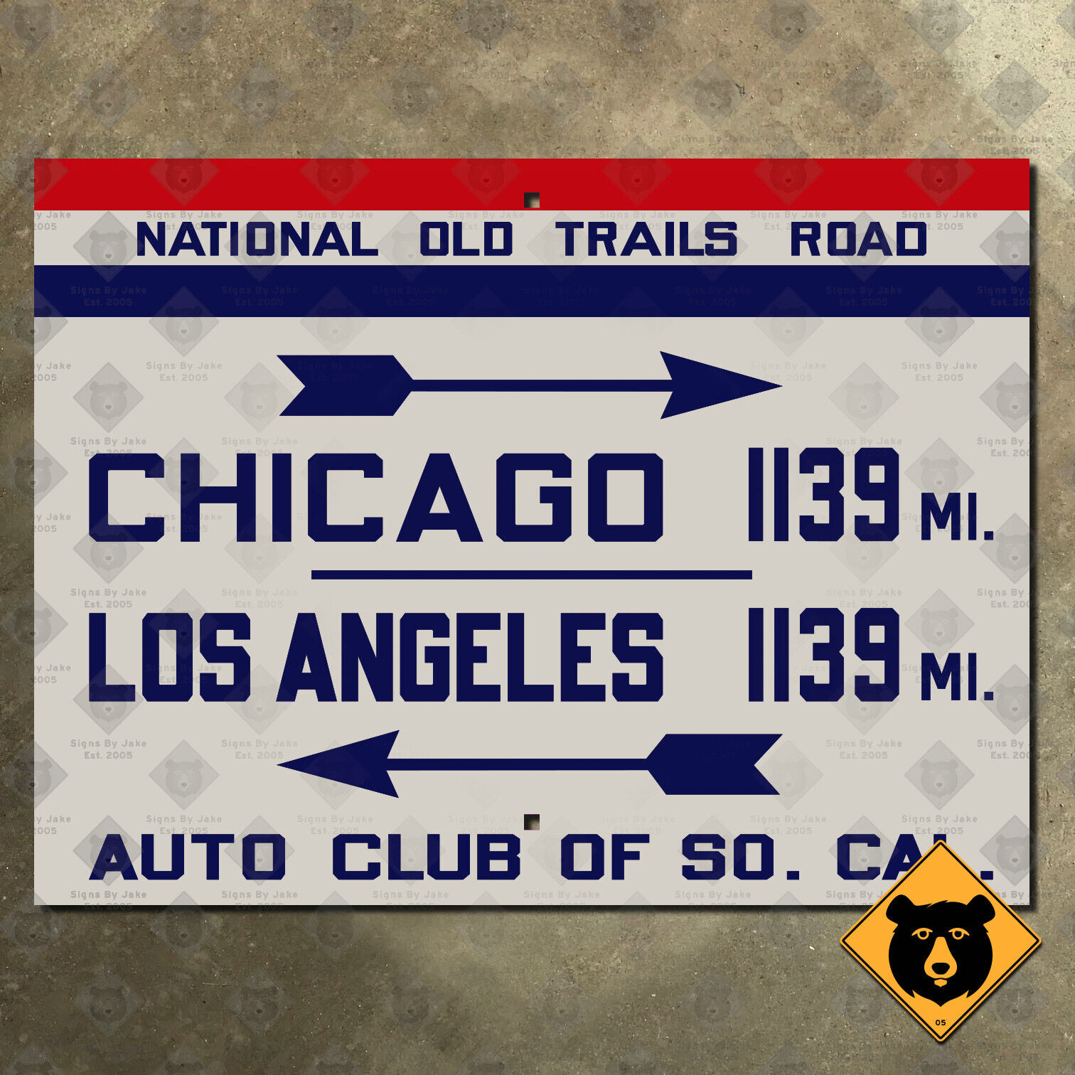 ACSC National Old Trails Road highway sign route 66 Los Angeles Chicago 20x15