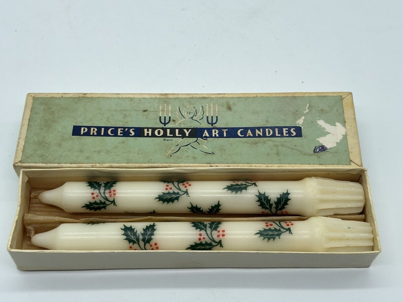 Vintage 1950\'s Price\'s Holly Christmas Candles 8\