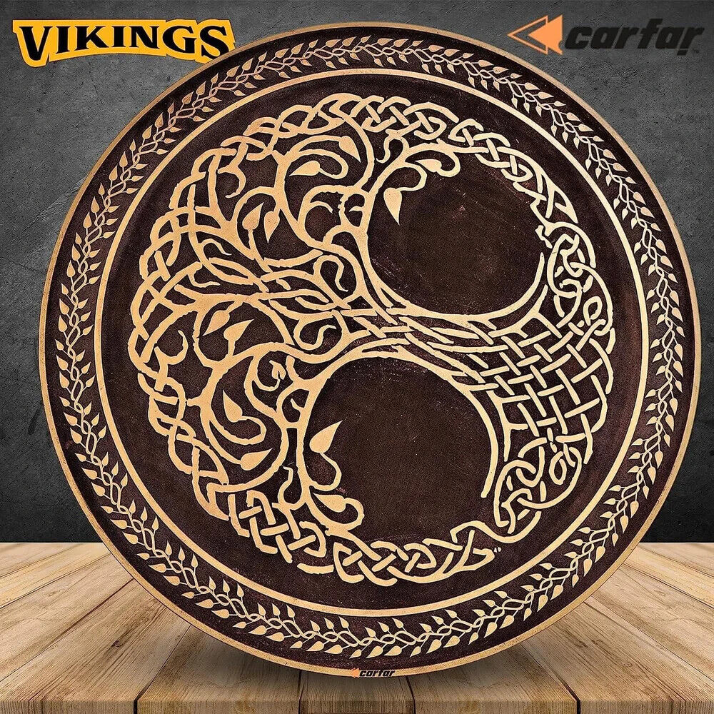 Medieval Vikings Adult Size 24inch Warrior Shield Handmade Tree Of Life Nature