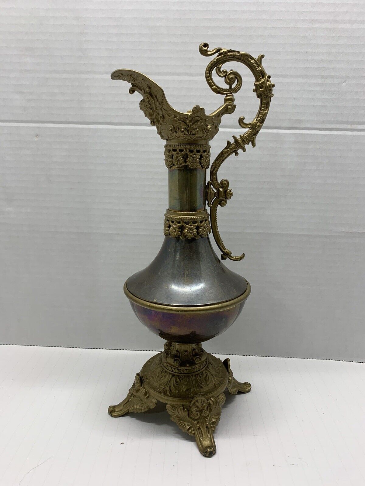 BEAUTIFUL Victorian Art Nouveau Cast Metal Spelter Ewer Urn Candle Holder Vase