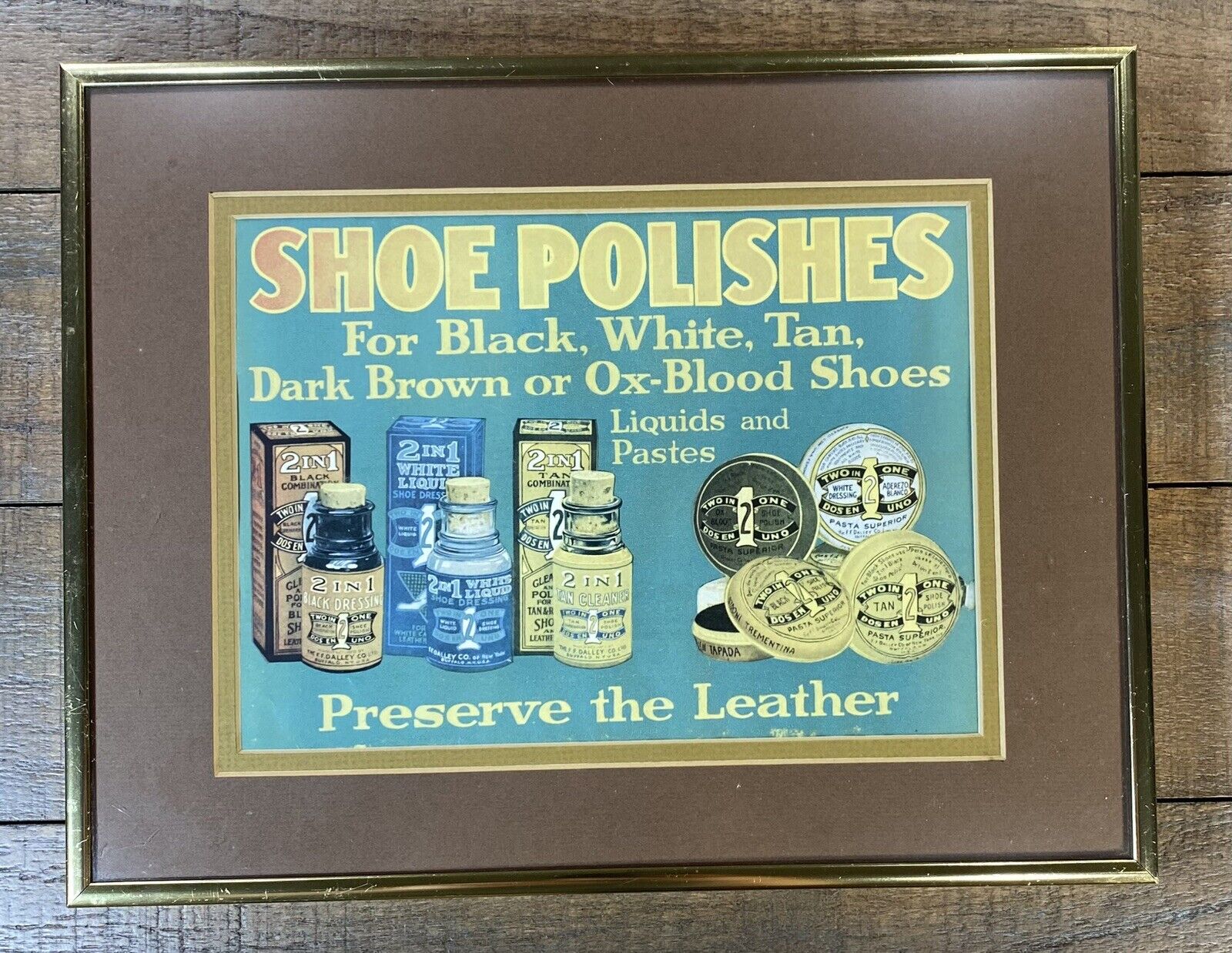 Vintage 2 In 1 Shoe Polish Advertisement Professionally Framed ~ Art Work