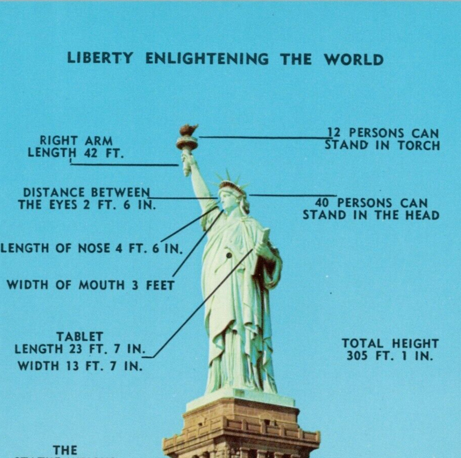 Statue of Liberty National Monument, Liberty Island NY 1955 Vintage Postcard UNP