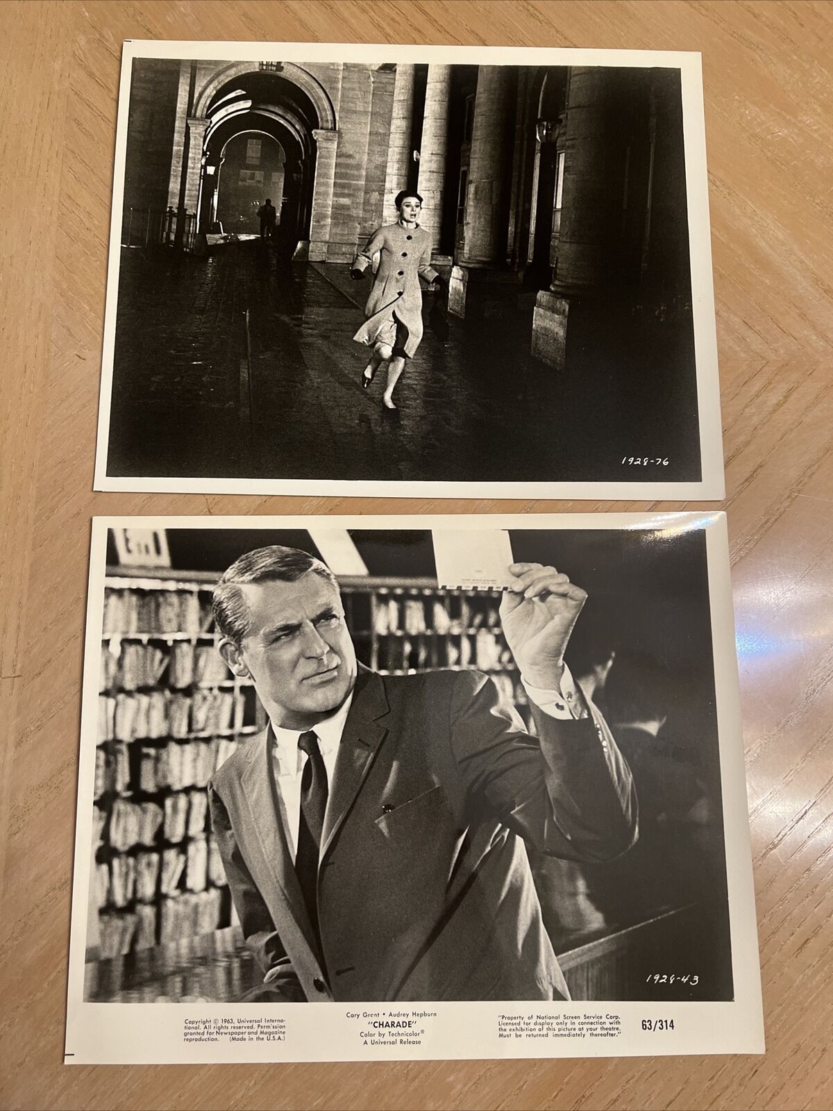 CARY GRANT & AUDREY HEPBURN CHARADE  Lobby Cards RARE VINTAGE - ORIG 2 Pic Set