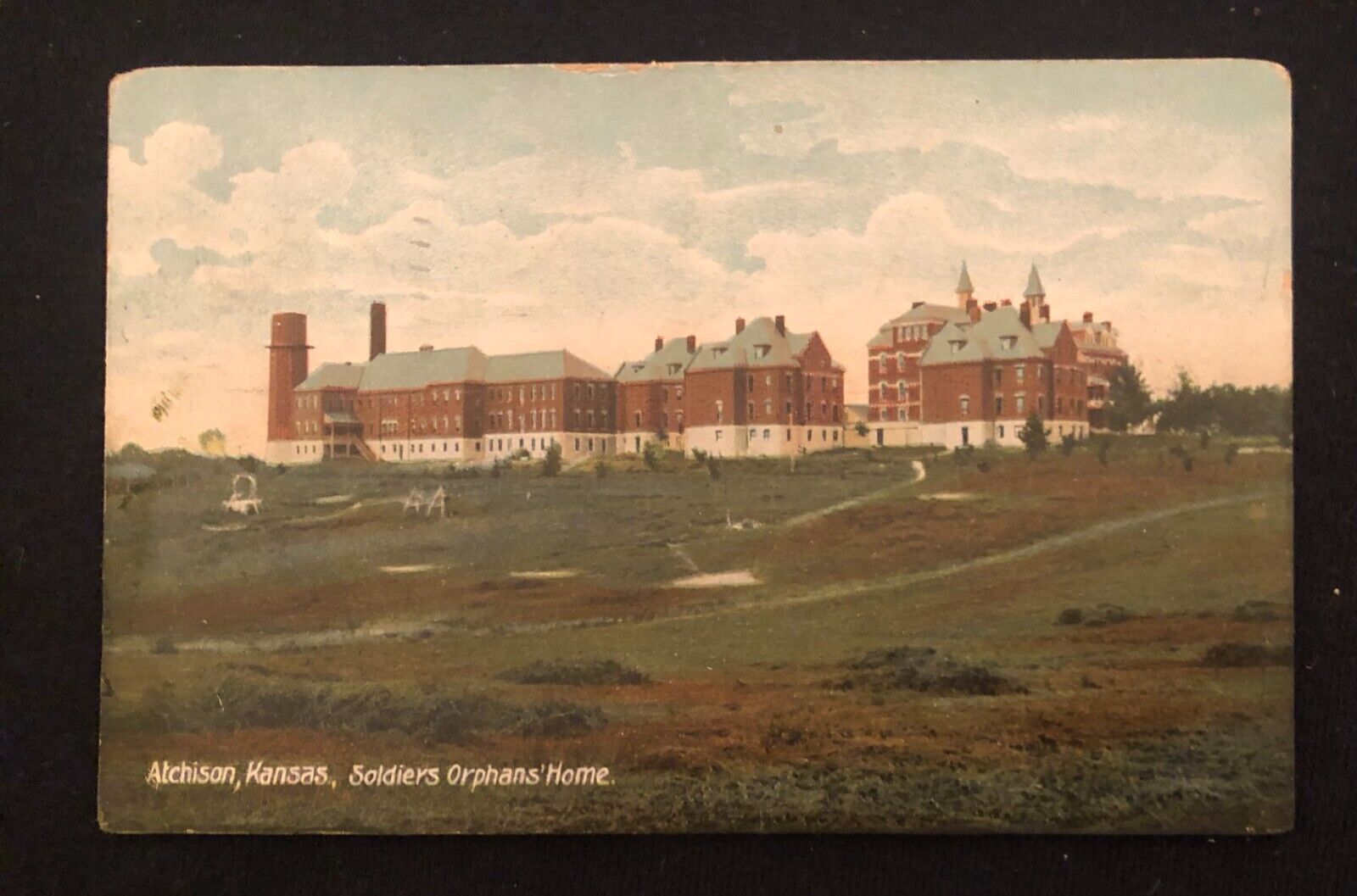 1913 Soldiers Orphans House Atchison Kansas Vintage Color Post Card 1 Cent 