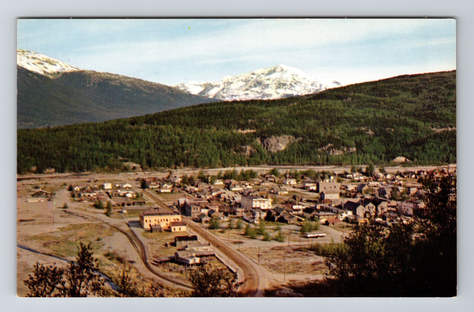 Skagway AK-Alaska, Town with Chilkoot Mountain Background, Vintage Postcard