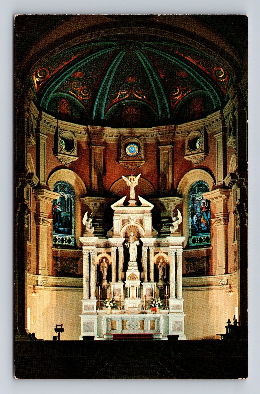 Akron OH-Ohio, St Bernard\'s Catholic Church, Antique Vintage Souvenir Postcard