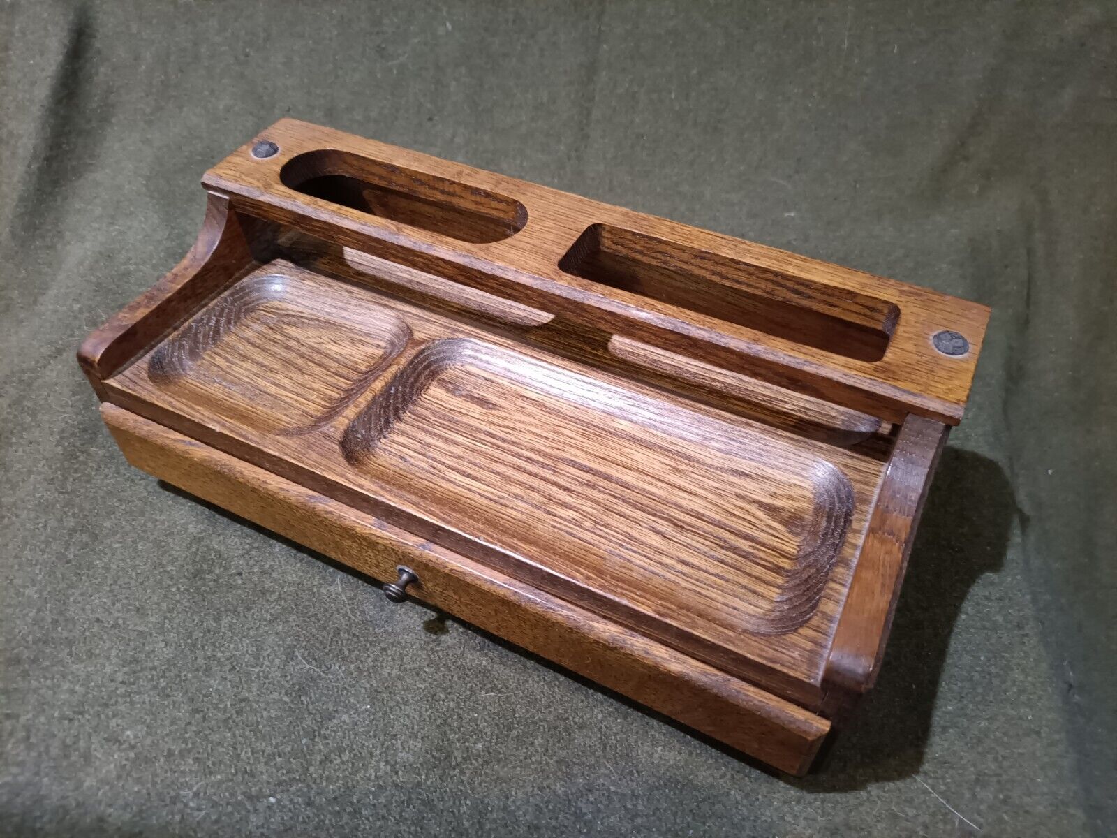 Vintage Wooden Japanese Valet Tray With Drawer MCM Mid Century Modern 