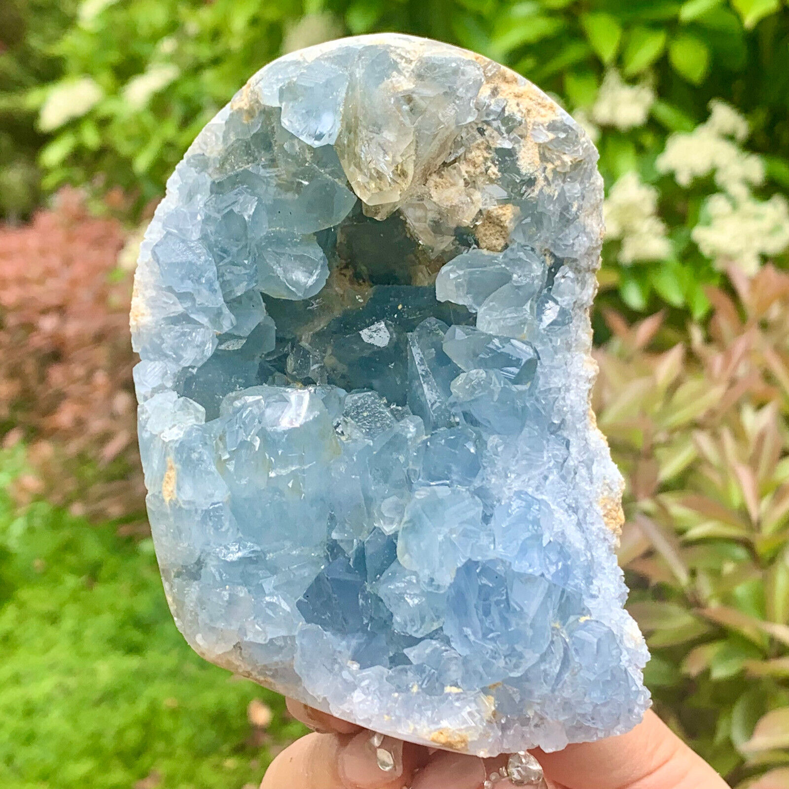 2.46LB Top natural blue crystal cave quartz crystal cave mineral specimens