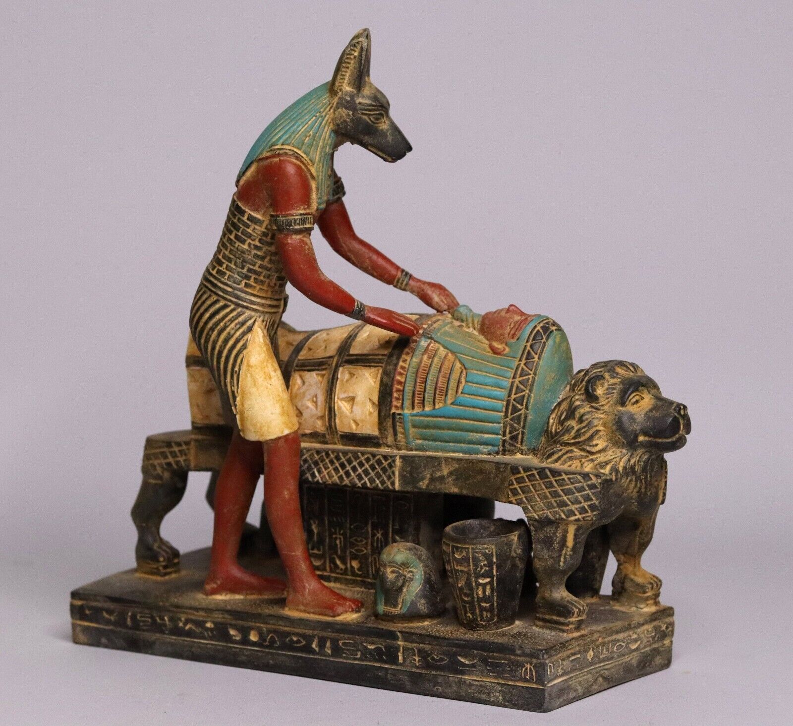 UNIQUE ANCIENT EGYPTIAN STATUE Anubis Mummify King Tutankhamun Handmade