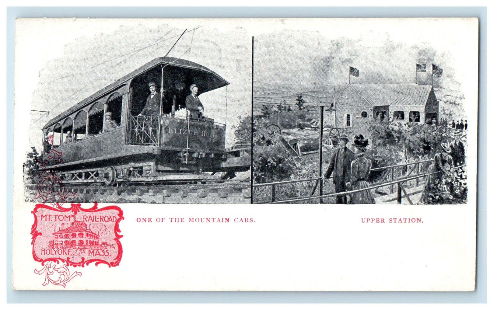 c1900s One of The Mountain Cars, Upper Station Mt. Tom Holyoke MA PMC Postcard