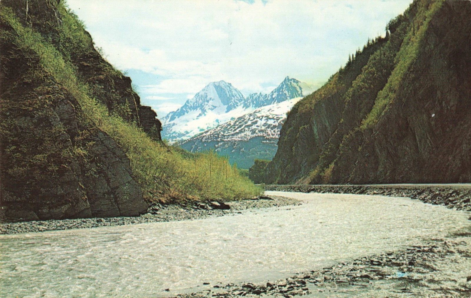 Valdez AK Alaska, Thompson Pass & Lowe River in Keystone Canyon Vintage Postcard