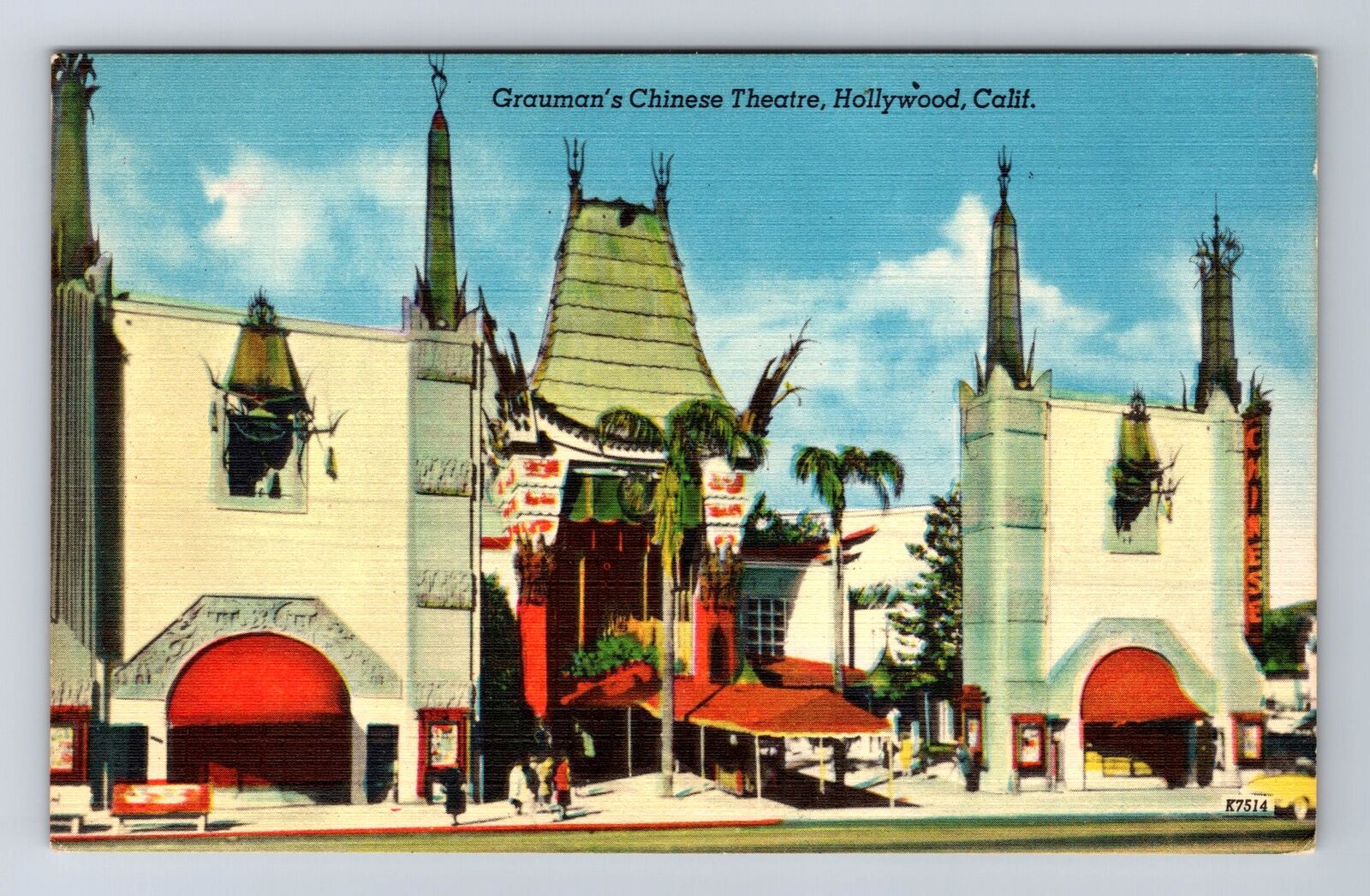 Hollywood CA-California, Grauman's Chinese Theatre, Antique, Vintage Postcard